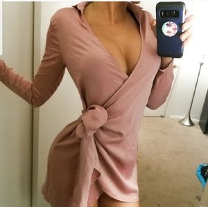 Blush pink silk wrap bebe pretty little thing 4 s